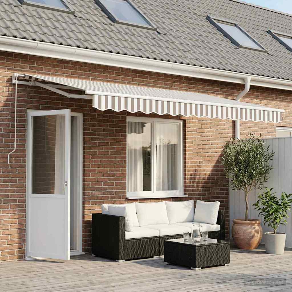 Vervangingsdoek voor zonnescherm Lichtgrijs en wit. 6 × 3,5 m is nu te koop bij PeponiXL, paradijselijk wonen!