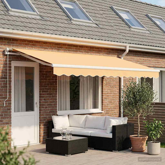 Vervangingsdoek voor zonnescherm Zand 6 × 3,5 m Polyester is nu te koop bij PeponiXL, paradijselijk wonen!