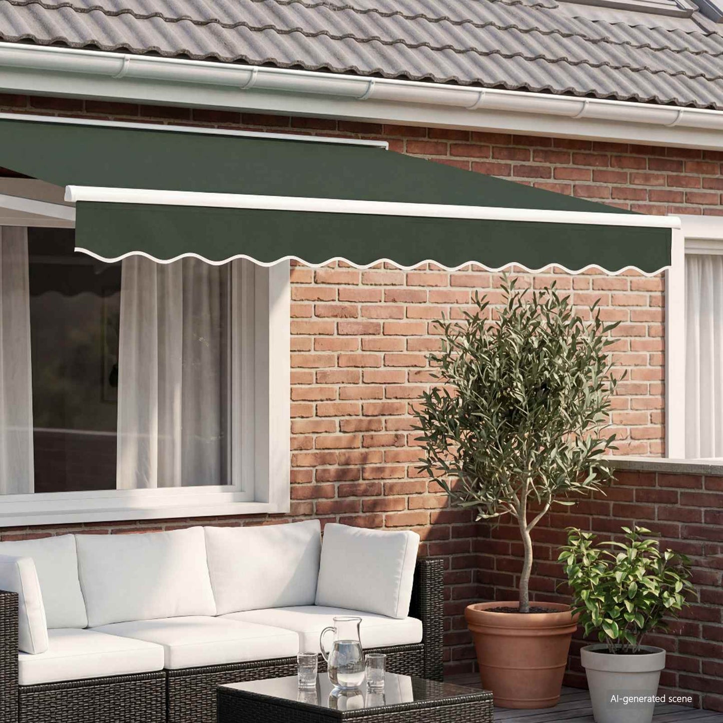 Vervangende markies volant Donkergroen 2,5 m Polyester