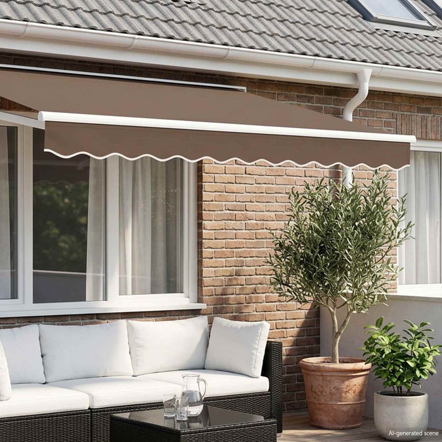 Vervangende markies volant Taupe 6 m Polyester