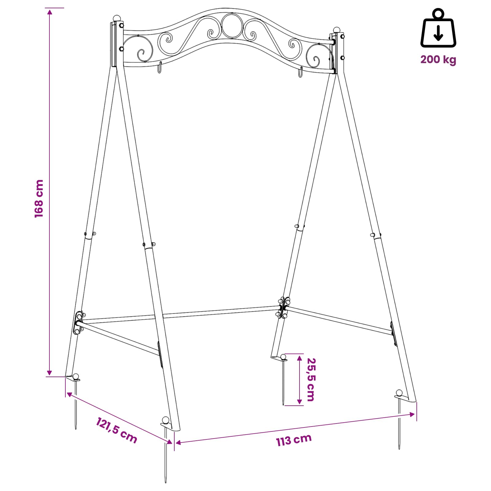 Swing Frame Antiek Bruin 113 x 121,5 x 168 cm Staal is nu te koop bij PeponiXL, paradijselijk wonen!