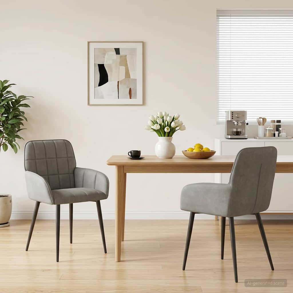 Eettafelstoelen 2 pcs fluweel Lichtgrijs 57 x 50 x 85 cm is nu te koop bij PeponiXL, paradijselijk wonen!
