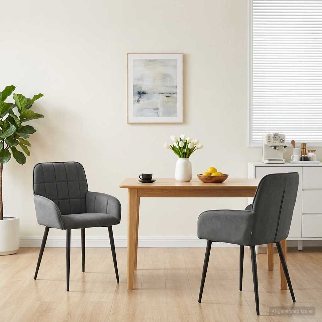 Eettafelstoelen 2 pcs fluweel Donkergrijs 57 x 50 x 85 cm is nu te koop bij PeponiXL, paradijselijk wonen!