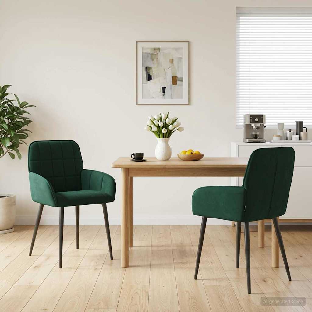 Eettafelstoelen 2 pcs fluweel Donkergroen 57 x 50 x 85 cm is nu te koop bij PeponiXL, paradijselijk wonen!