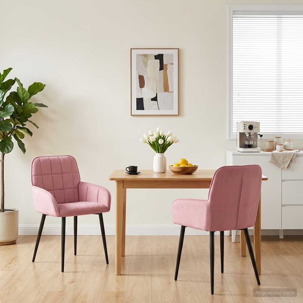 Eettafelstoelen 2 pcs fluweel Roze 57 x 50 x 85 cm is nu te koop bij PeponiXL, paradijselijk wonen!
