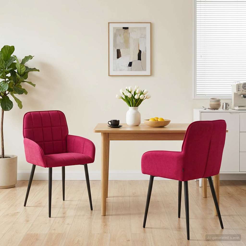 Eettafelstoelen 2 pcs fluweel Wijnrood 57 x 50 x 85 cm is nu te koop bij PeponiXL, paradijselijk wonen!
