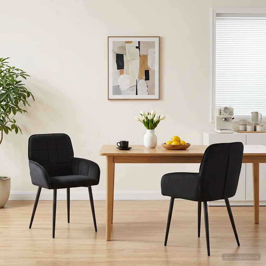 Eettafelstoelen 2 pcs fluweel Zwart 57 x 50 x 85 cm is nu te koop bij PeponiXL, paradijselijk wonen!