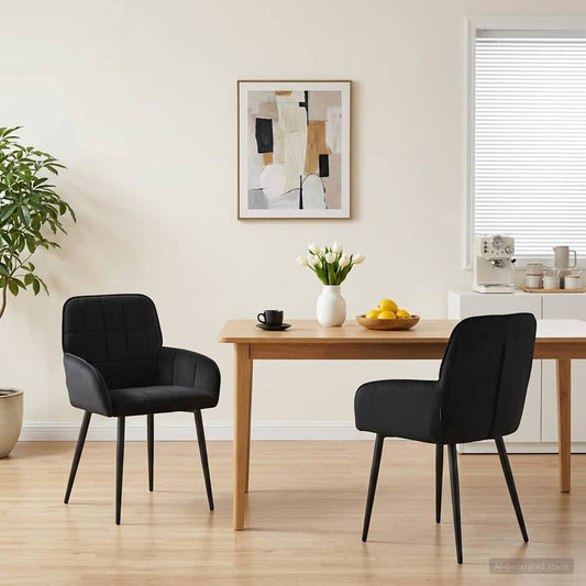 Eettafelstoelen 2 pcs fluweel Zwart 57 x 50 x 85 cm is nu te koop bij PeponiXL, paradijselijk wonen!