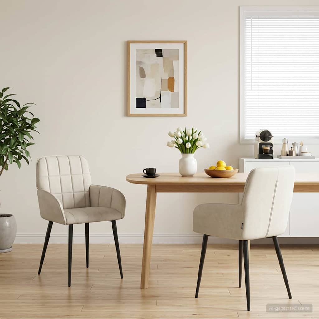 Eettafelstoelen 2 pcs fluweel Crèmekleurig 57 x 50 x 85 cm is nu te koop bij PeponiXL, paradijselijk wonen!