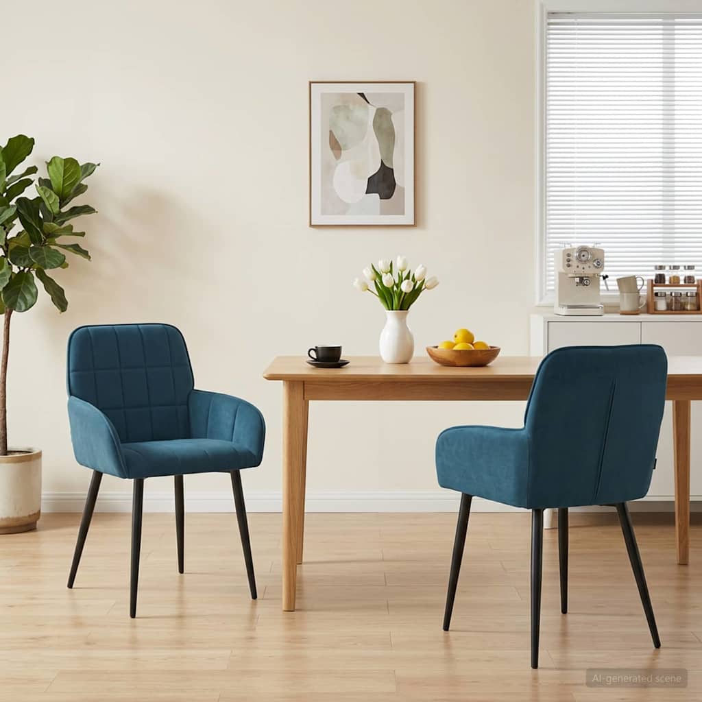Eettafelstoelen 2 pcs fluweel Blauw 57 x 50 x 85 cm is nu te koop bij PeponiXL, paradijselijk wonen!