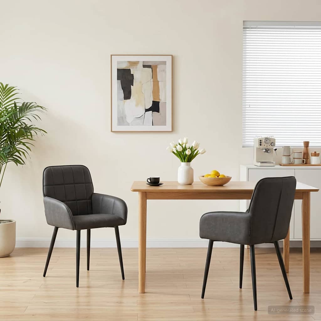 Eettafelstoelen 2 pcs Kunstleer Zwart 57 x 50 x 85 cm is nu te koop bij PeponiXL, paradijselijk wonen!