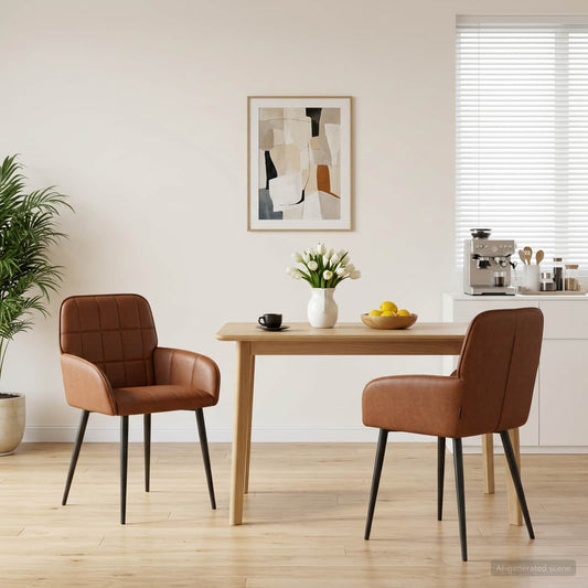 Eettafelstoelen 2 pcs Kunstleer Bruin 57 x 50 x 85 cm is nu te koop bij PeponiXL, paradijselijk wonen!