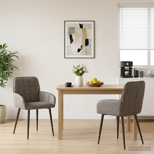 Eettafelstoelen 2 pcs Kunstleer Grijs 57 x 50 x 85 cm is nu te koop bij PeponiXL, paradijselijk wonen!