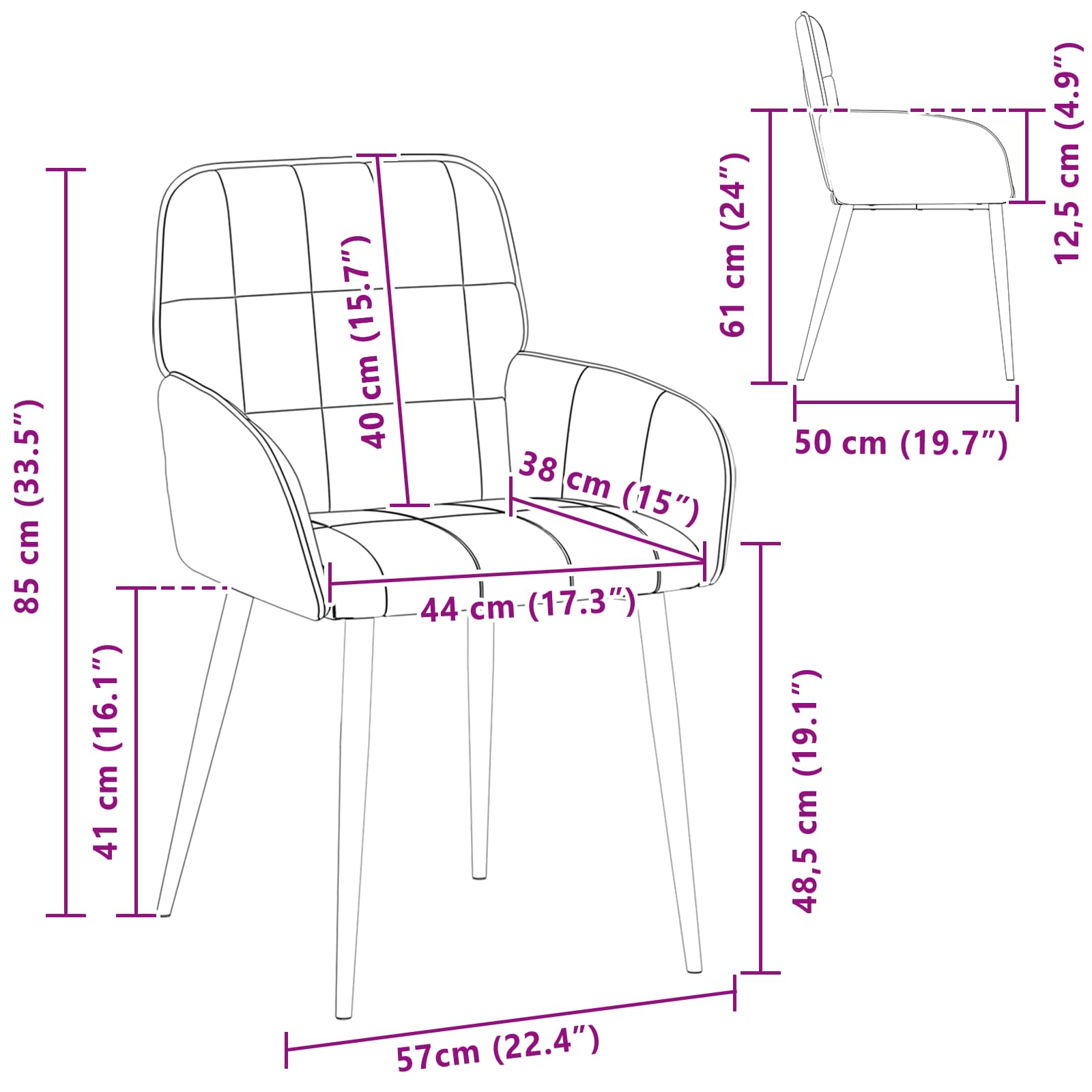 Eettafelstoelen 2 pcs Kunstleer Grijs 57 x 50 x 85 cm is nu te koop bij PeponiXL, paradijselijk wonen!