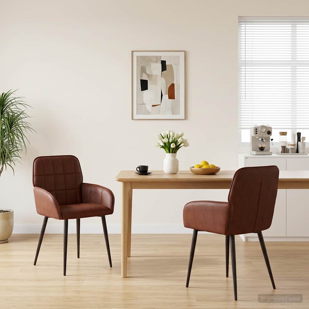 Eettafelstoelen 2 pcs Kunstleer Glanzend Bruin 57 x 50 x 85 cm is nu te koop bij PeponiXL, paradijselijk wonen!