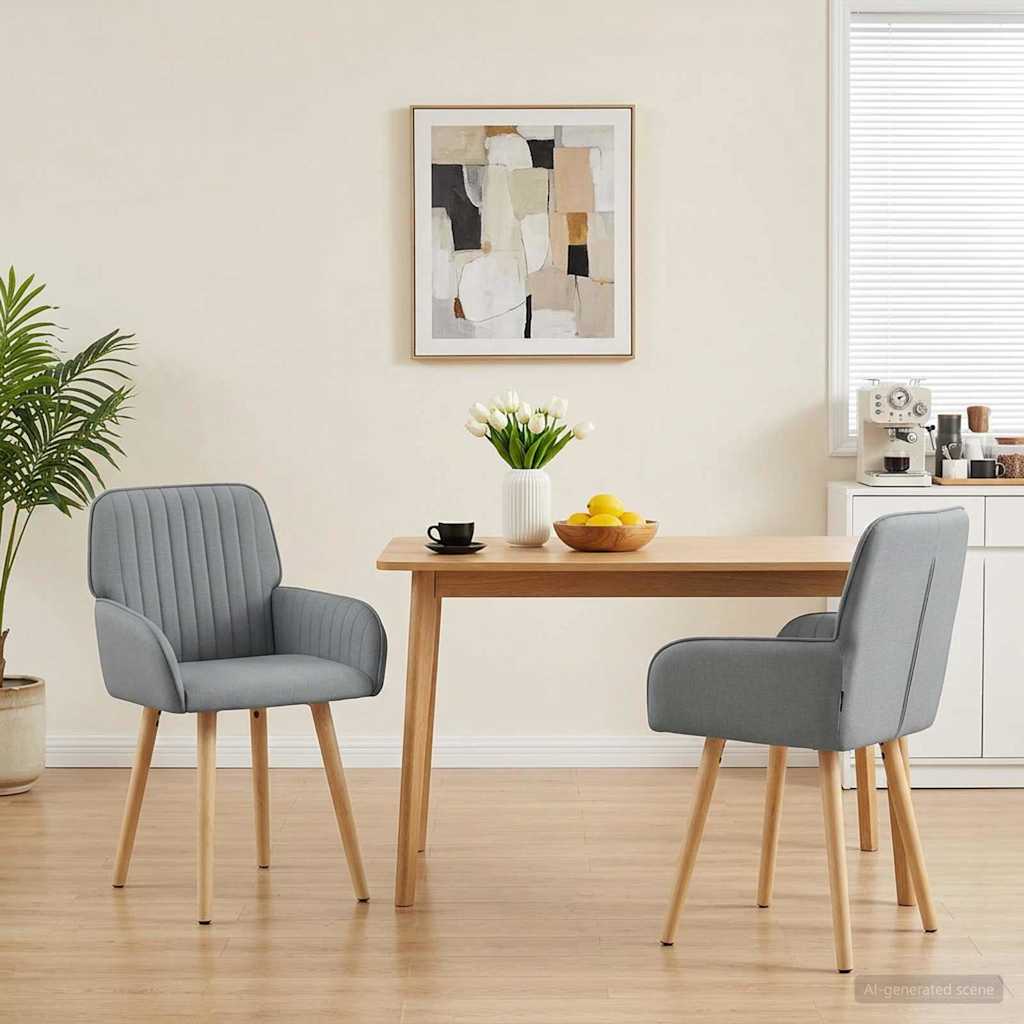 Eettafelstoelen 2 pcs Stof Lichtgrijs 56,5 x 50 x 87,5 cm is nu te koop bij PeponiXL, paradijselijk wonen!