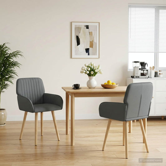 Eettafelstoelen 2 pcs Stof Donkergrijs 56,5 x 50 x 87,5 cm is nu te koop bij PeponiXL, paradijselijk wonen!