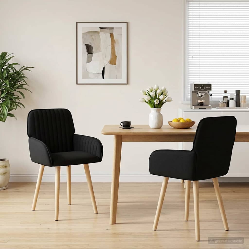 Eettafelstoelen 2 pcs Stof Zwart 56,5 x 50 x 87,5 cm is nu te koop bij PeponiXL, paradijselijk wonen!
