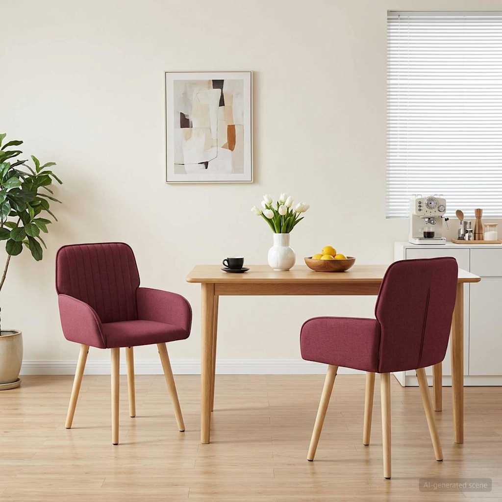 Eettafelstoelen 2 pcs Stof Wijnrood 56,5 x 50 x 87,5 cm is nu te koop bij PeponiXL, paradijselijk wonen!