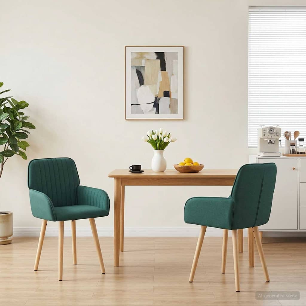 Eettafelstoelen 2 pcs Stof Donkergroen 56,5 x 50 x 87,5 cm is nu te koop bij PeponiXL, paradijselijk wonen!