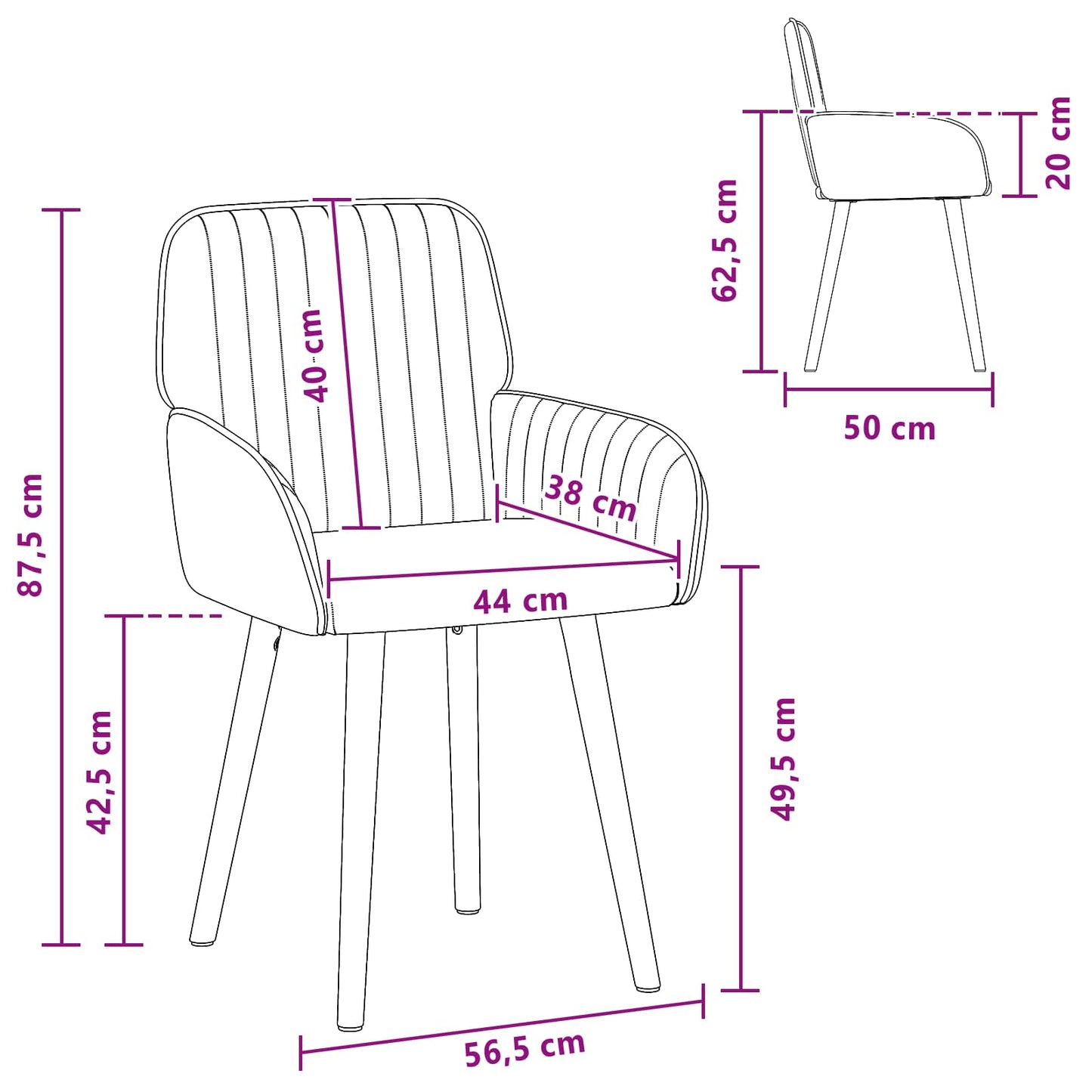 Eettafelstoelen 2 pcs Stof Taupe 56,5 x 50 x 87,5 cm is nu te koop bij PeponiXL, paradijselijk wonen!
