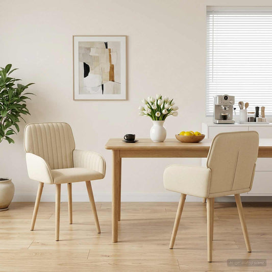 Eettafelstoelen 2 pcs Stof Crèmekleurig 56,5 x 50 x 87,5 cm is nu te koop bij PeponiXL, paradijselijk wonen!