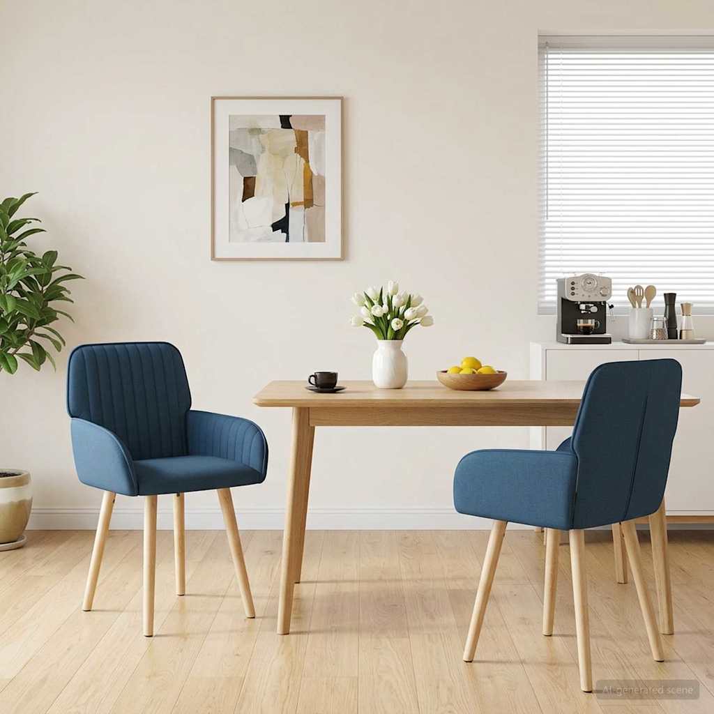 Eettafelstoelen 2 pcs Stof Blauw 56,5 x 50 x 87,5 cm is nu te koop bij PeponiXL, paradijselijk wonen!