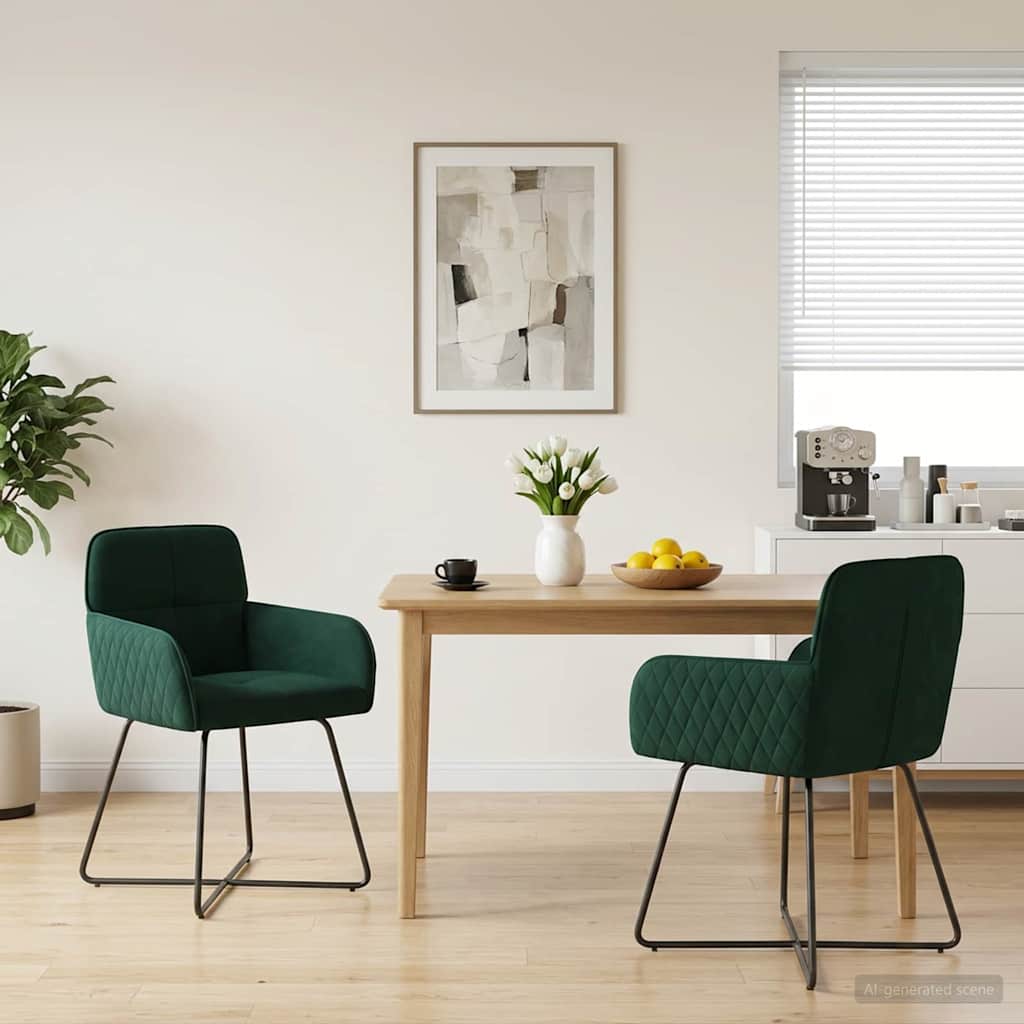 Eettafelstoelen 2 pcs fluweel Donkergroen 59 x 56,5 x 86 cm is nu te koop bij PeponiXL, paradijselijk wonen!