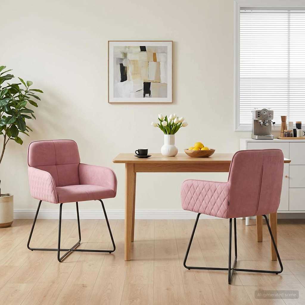 Eettafelstoelen 2 pcs fluweel Roze 59 x 56,5 x 86 cm is nu te koop bij PeponiXL, paradijselijk wonen!