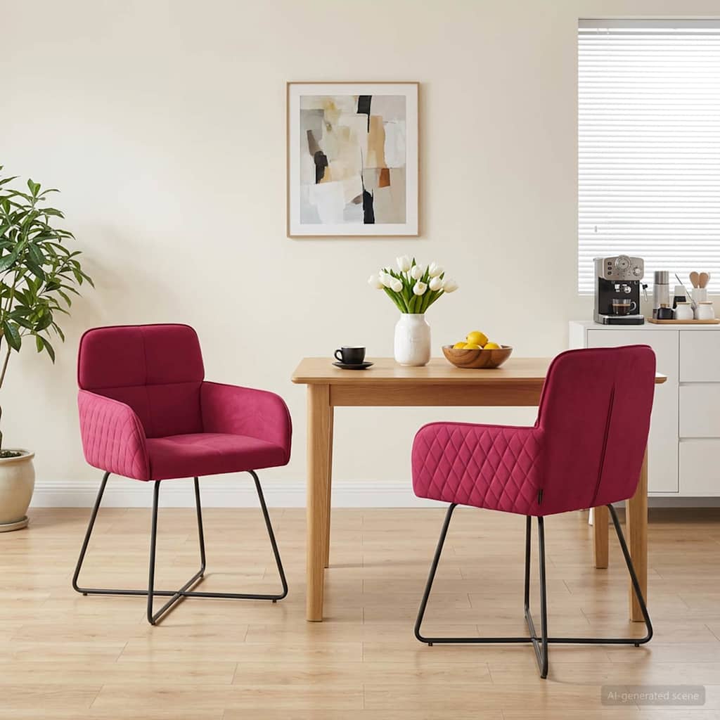 Eettafelstoelen 2 pcs fluweel Wijnrood 59 x 56,5 x 86 cm is nu te koop bij PeponiXL, paradijselijk wonen!