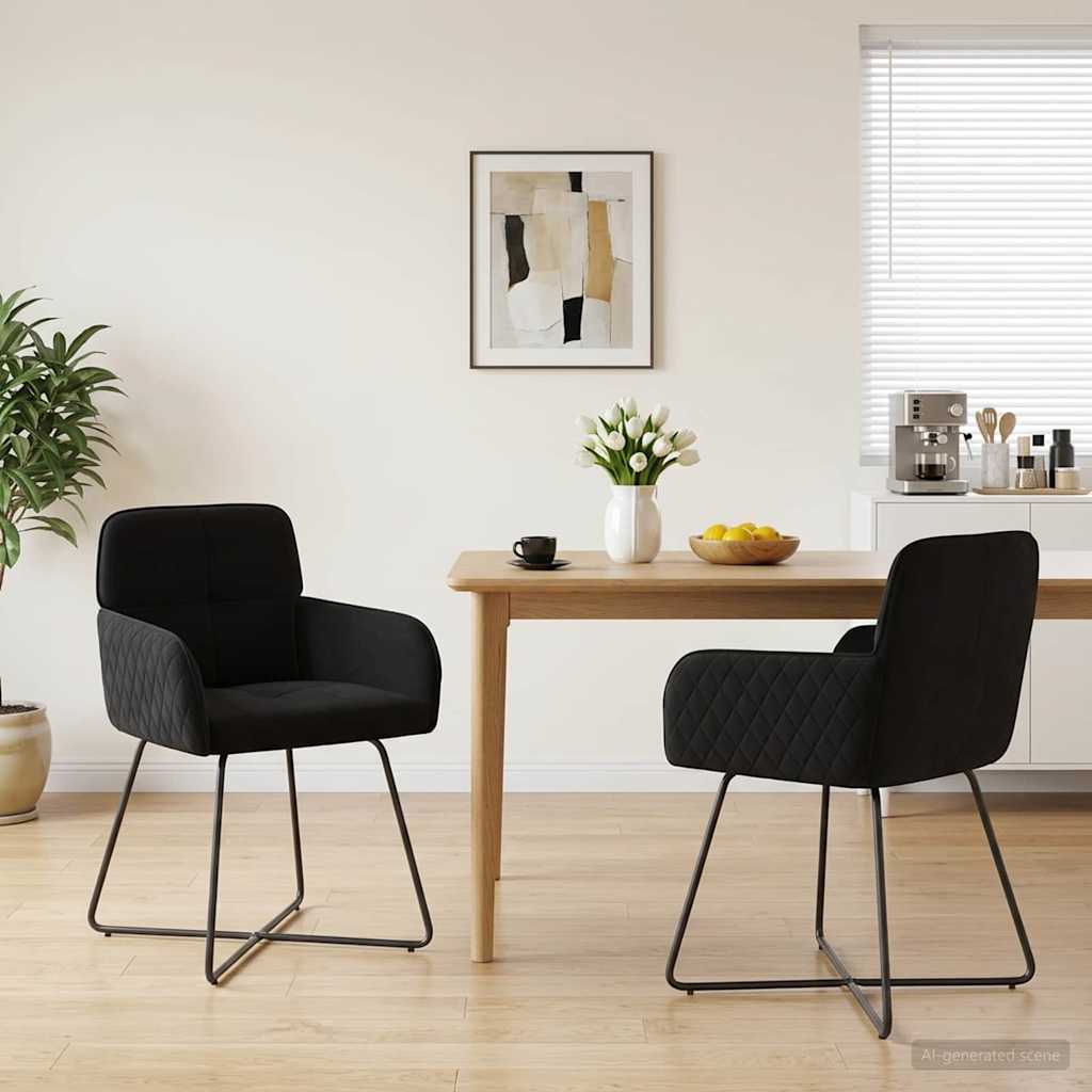 Eettafelstoelen 2 pcs fluweel Zwart 59 x 56,5 x 86 cm is nu te koop bij PeponiXL, paradijselijk wonen!