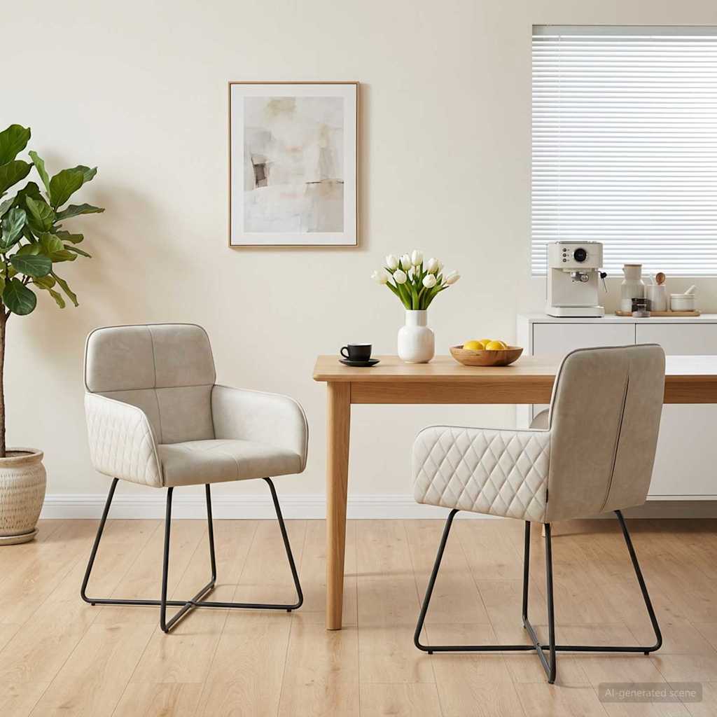 Eettafelstoelen 2 pcs fluweel Crèmekleurig 59 x 56,5 x 86 cm is nu te koop bij PeponiXL, paradijselijk wonen!