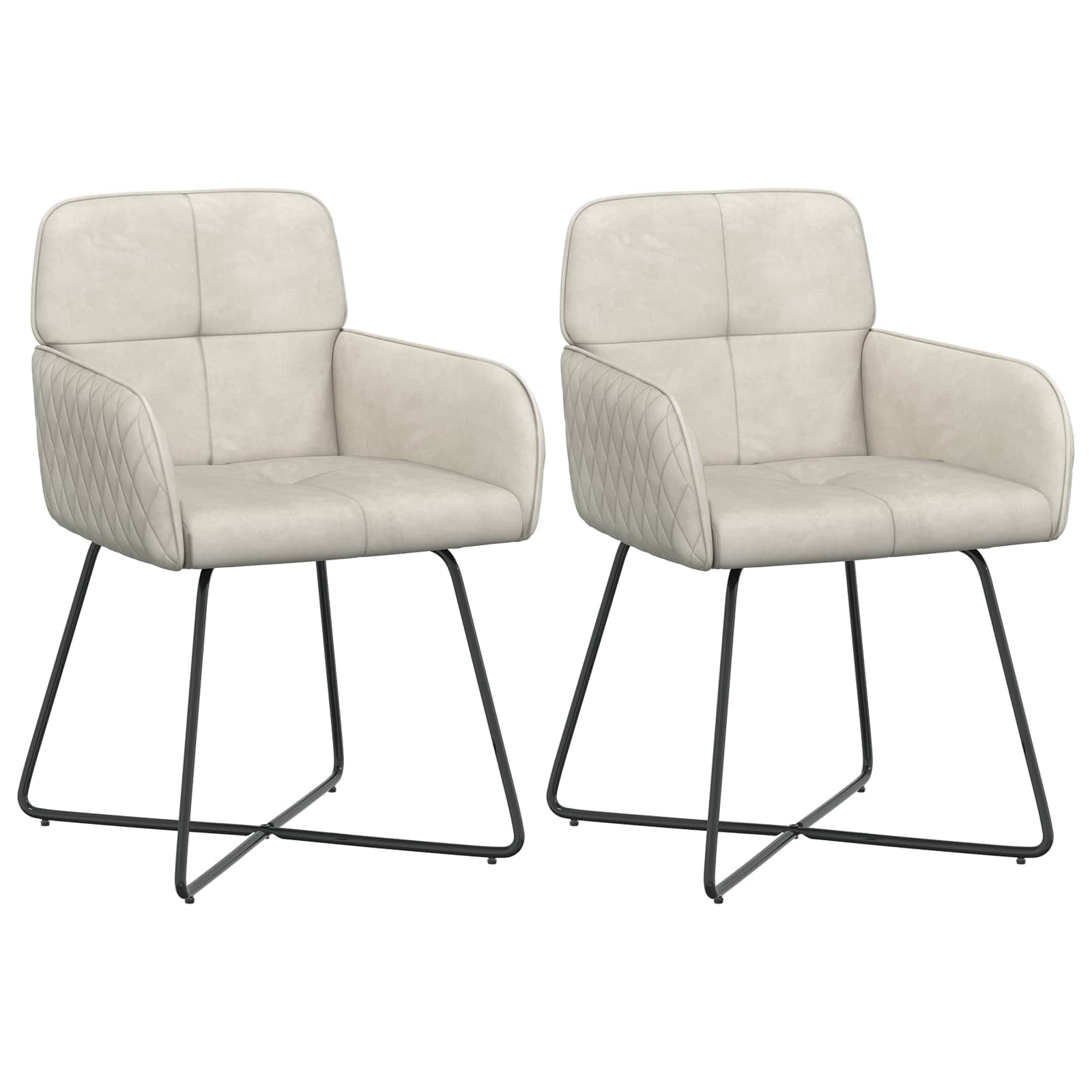Eettafelstoelen 2 pcs fluweel Crèmekleurig 59 x 56,5 x 86 cm is nu te koop bij PeponiXL, paradijselijk wonen!