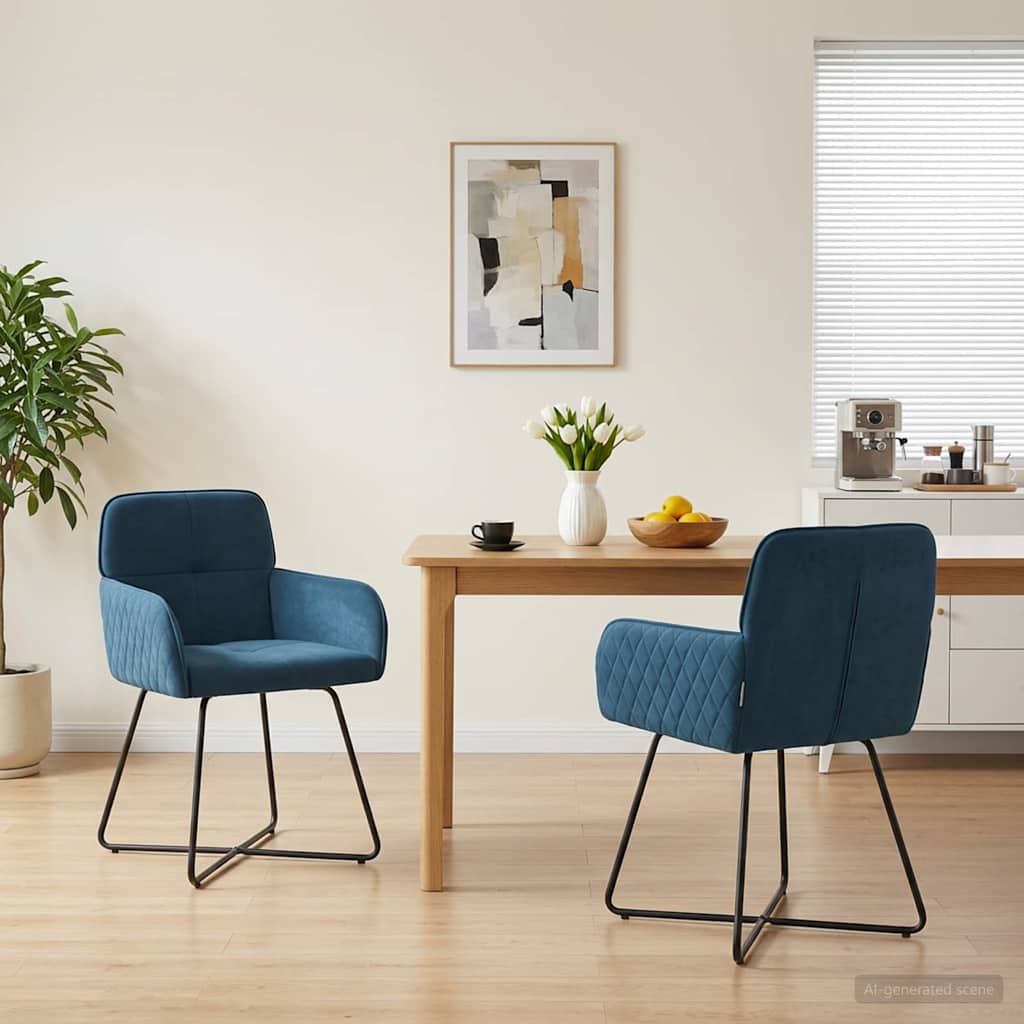Eettafelstoelen 2 pcs fluweel Blauw 59 x 56,5 x 86 cm is nu te koop bij PeponiXL, paradijselijk wonen!