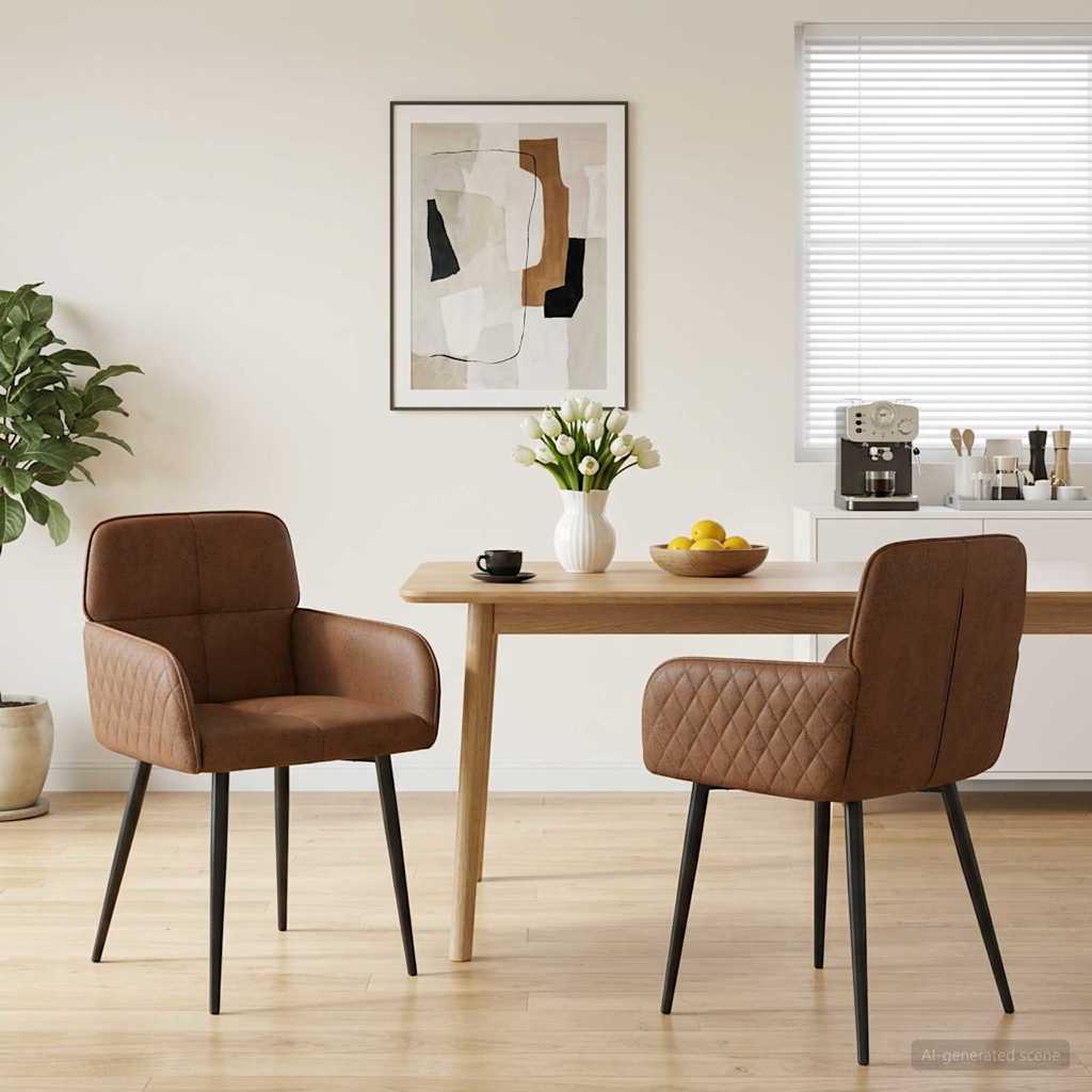 Eettafelstoelen 2 pcs Nep Suede Leer Bruin 59 x 56,5 x 85 cm is nu te koop bij PeponiXL, paradijselijk wonen!
