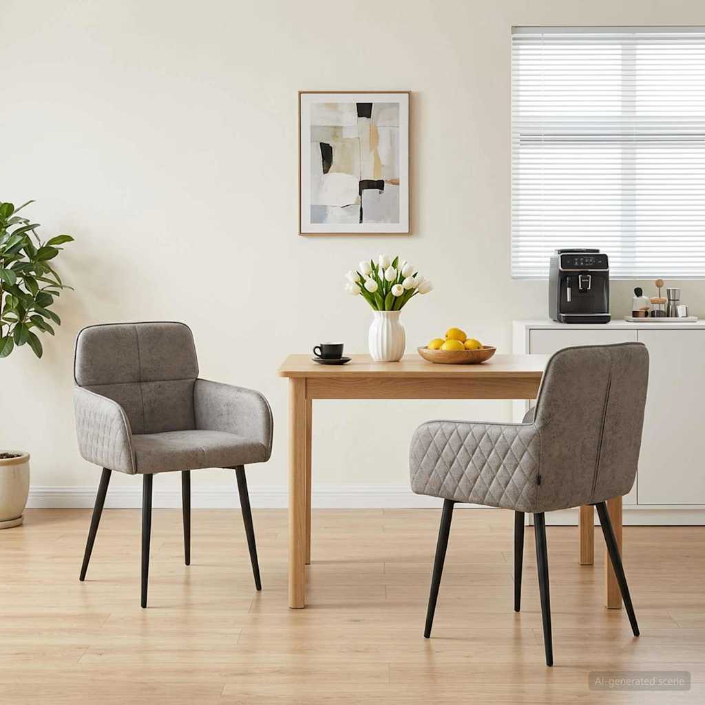 Eettafelstoelen 2 pcs Nep Suede Leer Lichtgrijs 59x56,5x85cm is nu te koop bij PeponiXL, paradijselijk wonen!