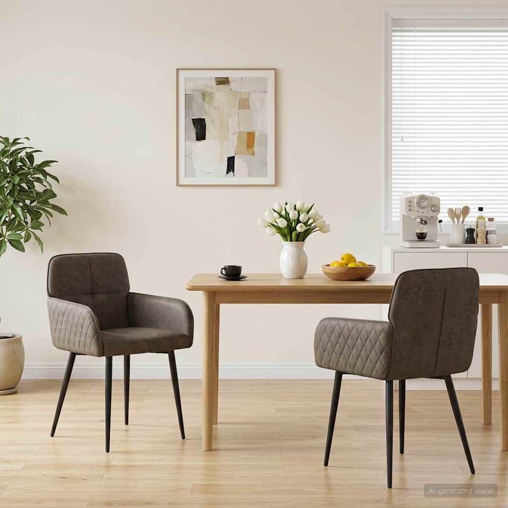 Eettafelstoelen 2 pcs Nep Suede Leer Donkergrijs 59x56,5x85cm is nu te koop bij PeponiXL, paradijselijk wonen!