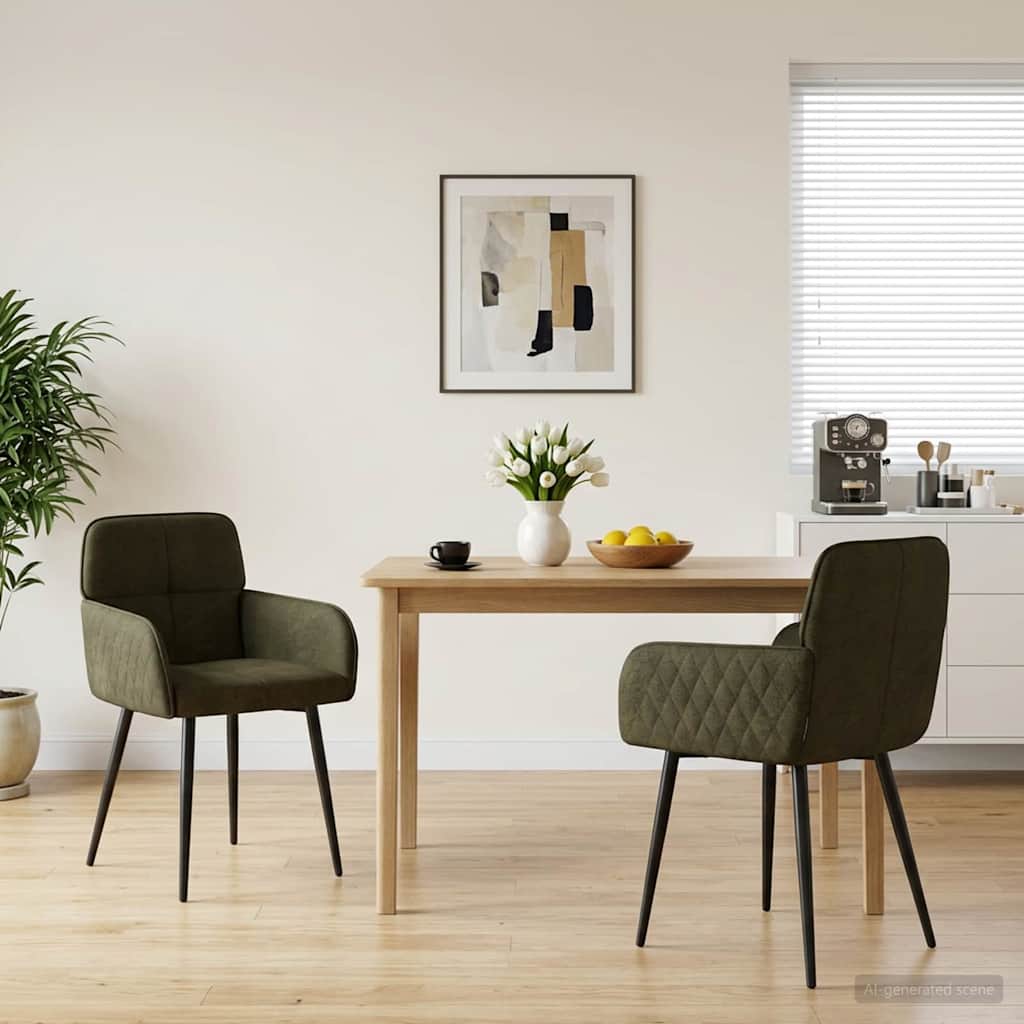 Eettafelstoelen 2 pcs Nep Suede Leer Legergroen 59x56,5x85cm is nu te koop bij PeponiXL, paradijselijk wonen!