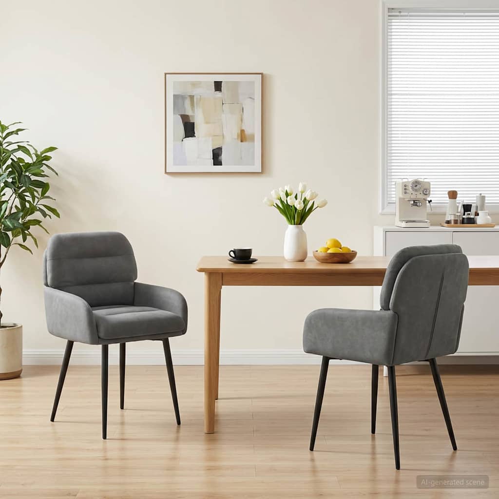 Eettafelstoelen 2 pcs fluweel Donkergrijs 59 x 59,5 x 90 cm is nu te koop bij PeponiXL, paradijselijk wonen!