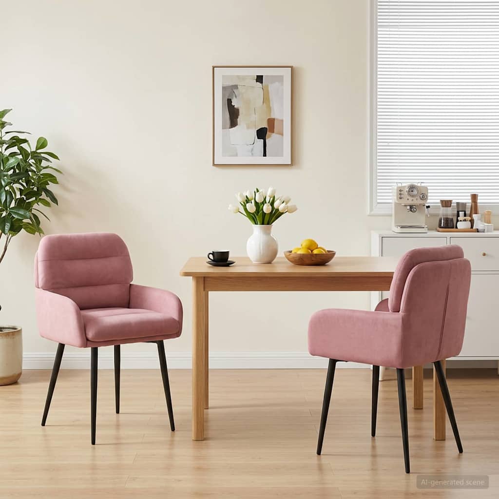 Eettafelstoelen 2 pcs fluweel Roze 59 x 59,5 x 90 cm is nu te koop bij PeponiXL, paradijselijk wonen!