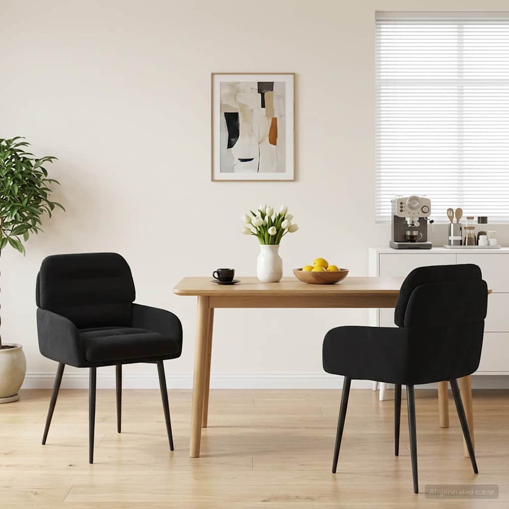 Eettafelstoelen 2 pcs fluweel Zwart 59 x 59,5 x 90 cm is nu te koop bij PeponiXL, paradijselijk wonen!