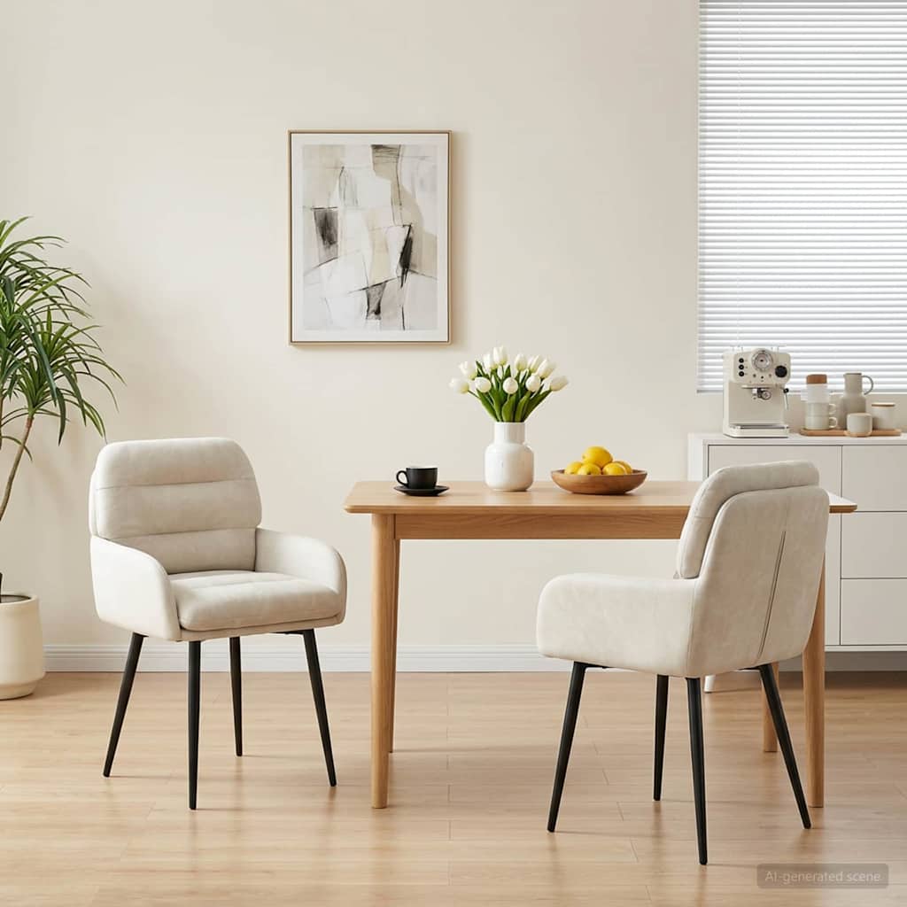Eettafelstoelen 2 pcs fluweel Crèmekleurig 59 x 59,5 x 90 cm is nu te koop bij PeponiXL, paradijselijk wonen!