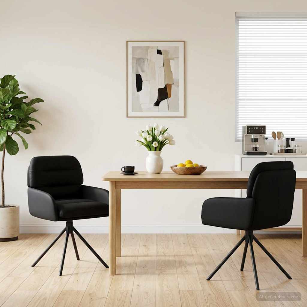 Draai Eetstoelen 2 pcs Kunstleer Zwart 59 x 59,5 x 90 cm is nu te koop bij PeponiXL, paradijselijk wonen!