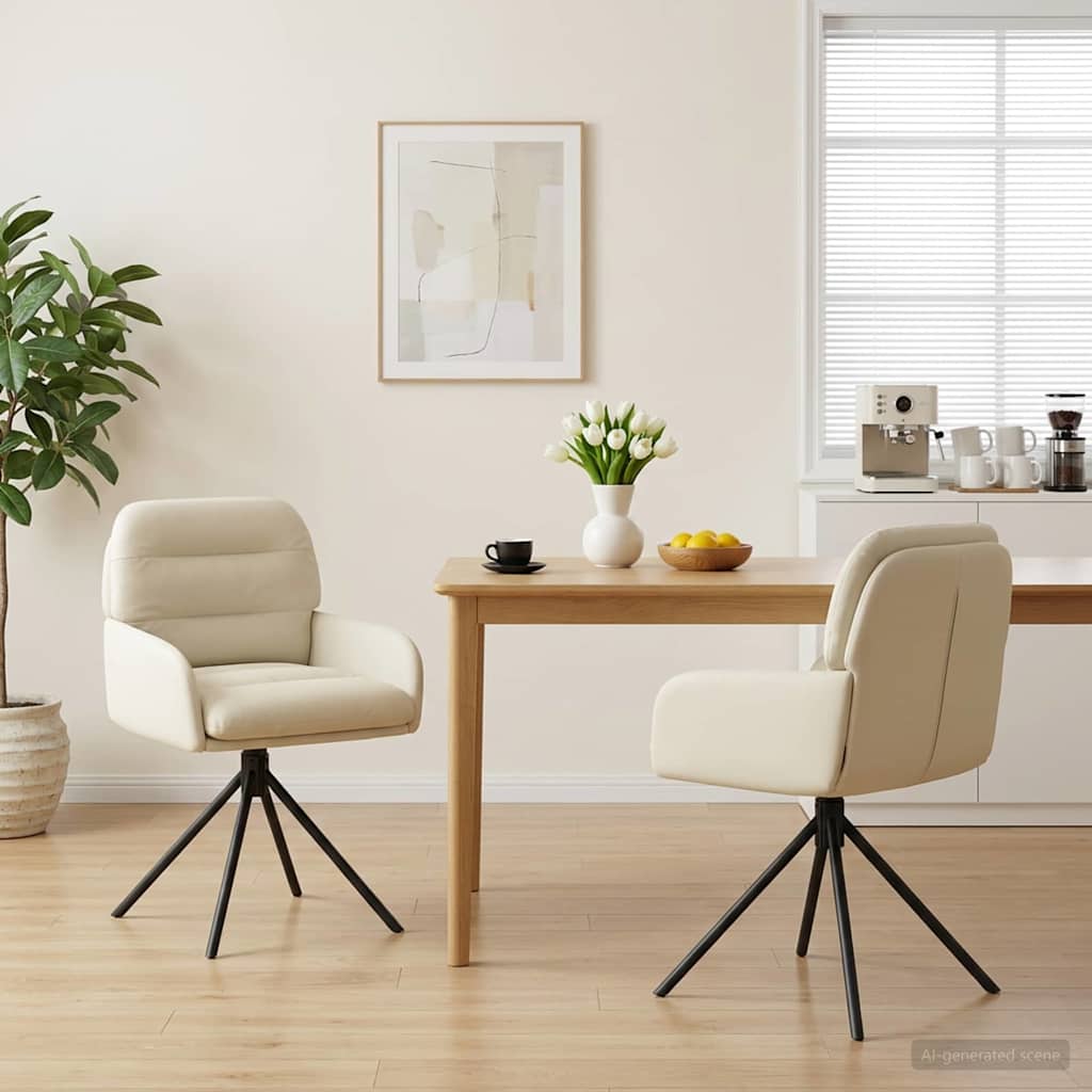 Draai Eetstoelen 2 pcs Kunstleer Crèmekleurig 59 x 59,5 x 90 cm is nu te koop bij PeponiXL, paradijselijk wonen!
