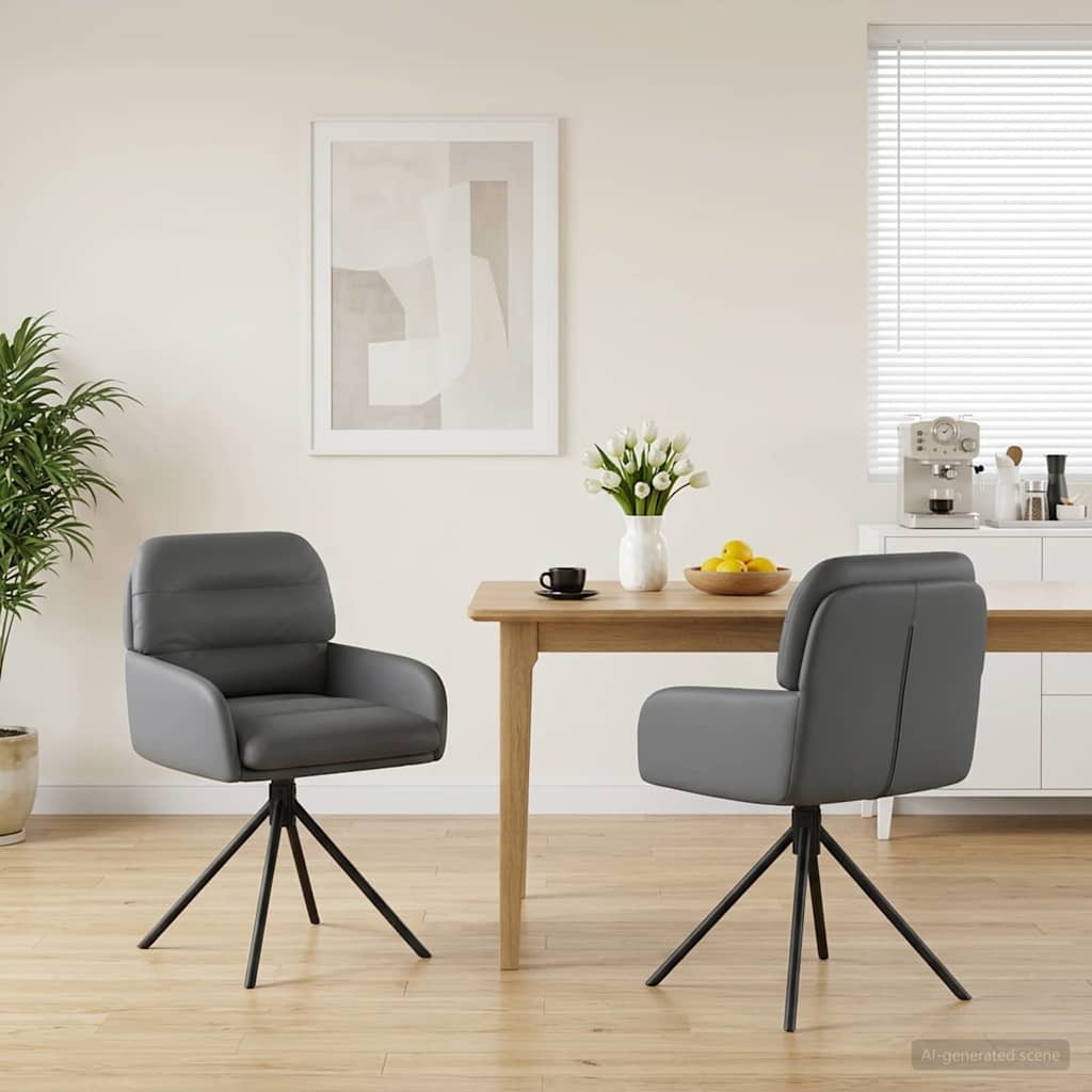 Draai Eetstoelen 2 pcs Kunstleer Grijs 59 x 59,5 x 90 cm is nu te koop bij PeponiXL, paradijselijk wonen!