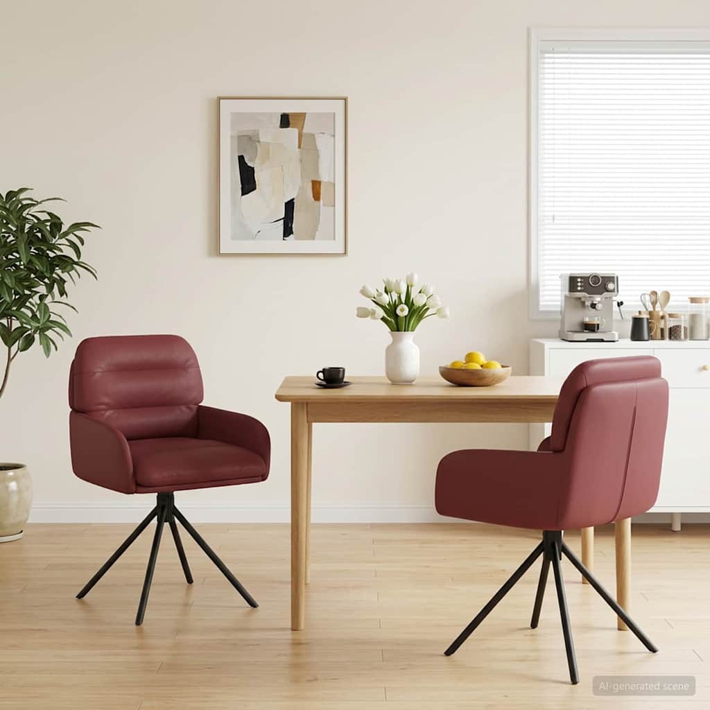 Draai Eetstoelen 2 pcs Kunstleer Wijnrood 59x59,5x90cm is nu te koop bij PeponiXL, paradijselijk wonen!