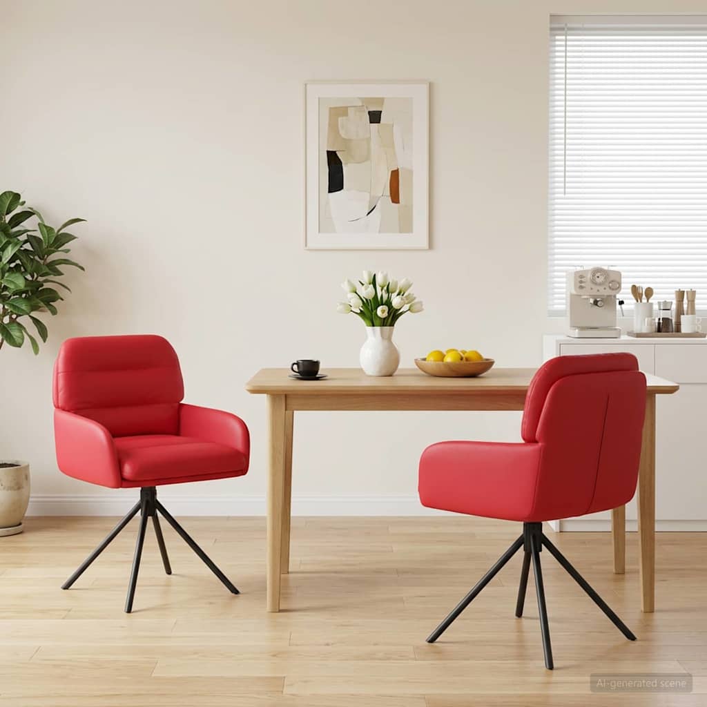 Draai Eetstoelen 2 pcs Kunstleer Rood 59 x 59,5 x 90 cm is nu te koop bij PeponiXL, paradijselijk wonen!