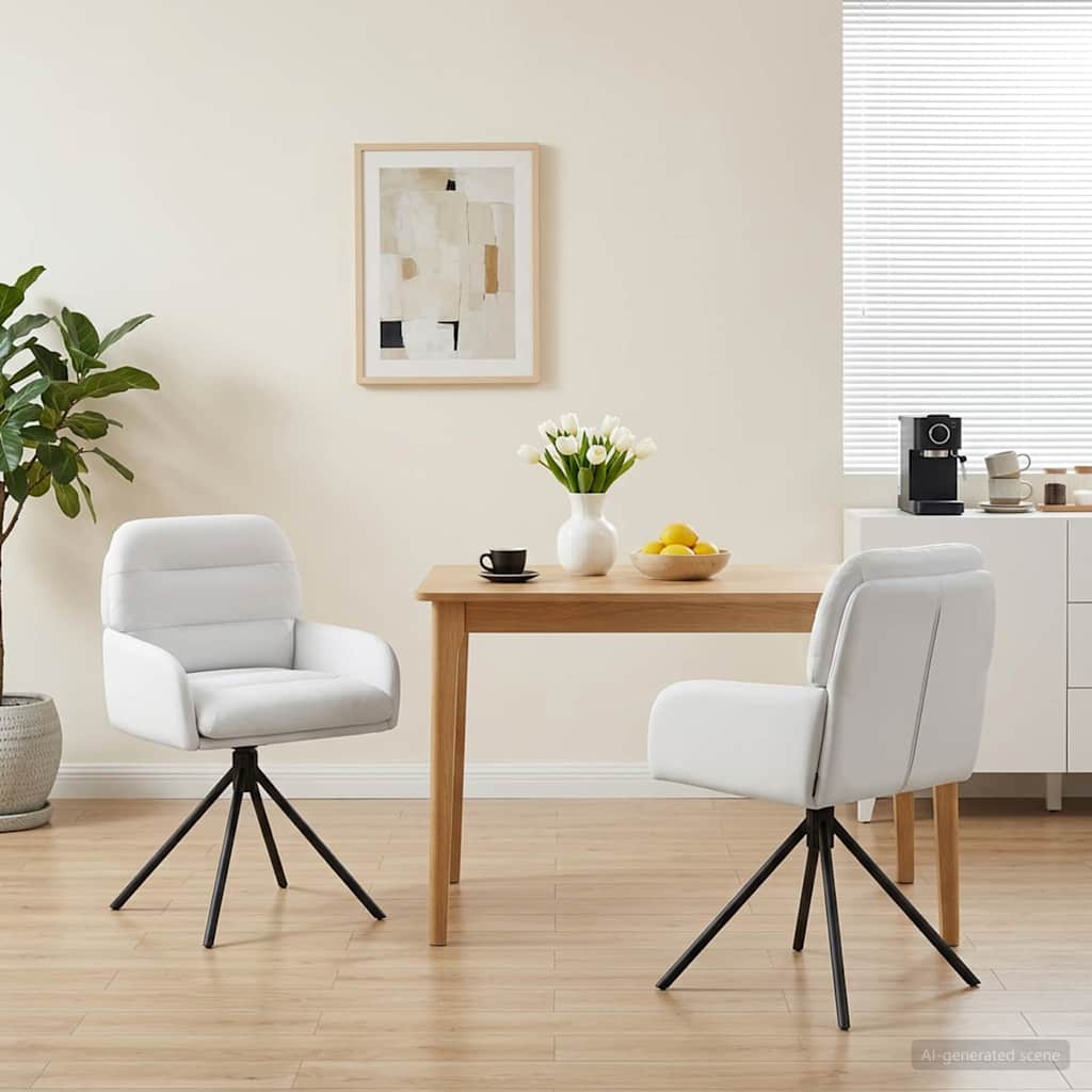 Draai Eetstoelen 2 pcs Kunstleer Wit 59 x 59,5 x 90 cm is nu te koop bij PeponiXL, paradijselijk wonen!