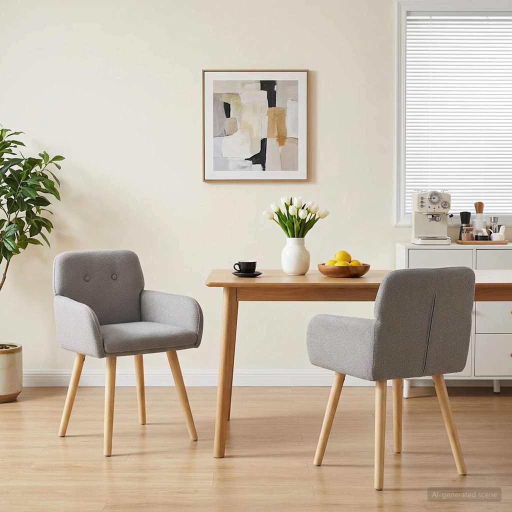 Eettafelstoelen 2 pcs Bouclé Lichtgrijs 59 x 57 x 85 cm is nu te koop bij PeponiXL, paradijselijk wonen!