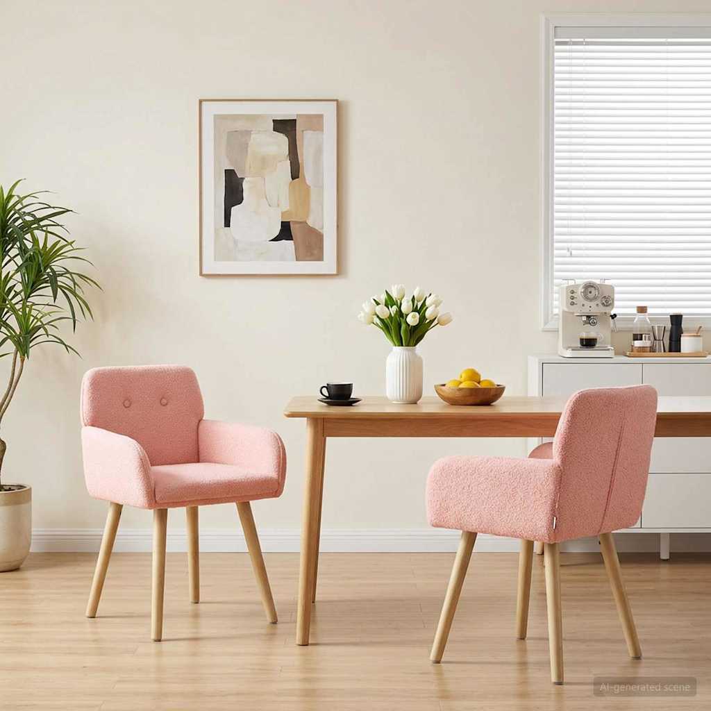 Eettafelstoelen 2 pcs Bouclé Roze 59 x 57 x 85 cm is nu te koop bij PeponiXL, paradijselijk wonen!